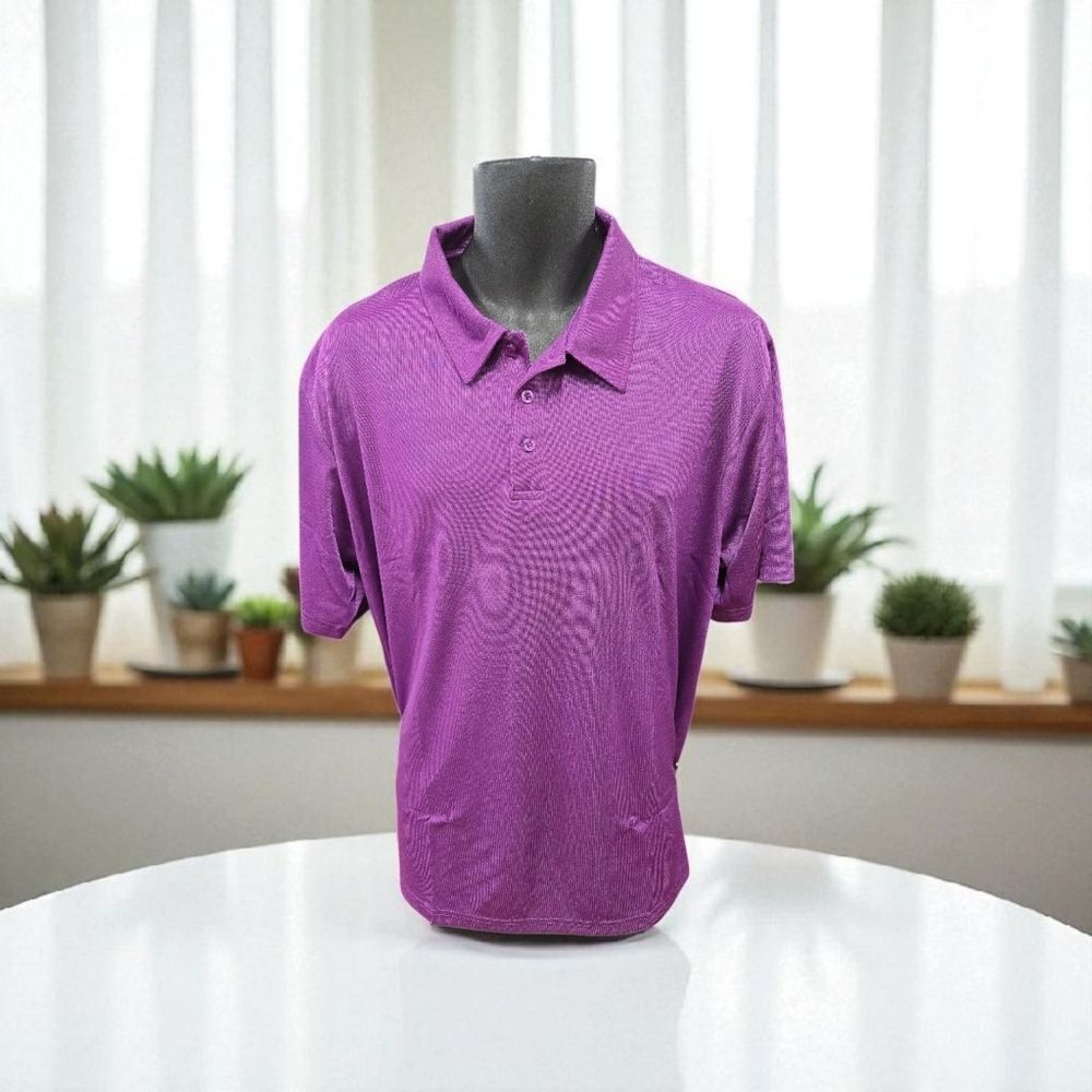 BAGAZIO MENS SOLID PURPLE CASUAL 3 BUTTON SHORT SLEEVE PULLOVER POLO SHIRT BM115